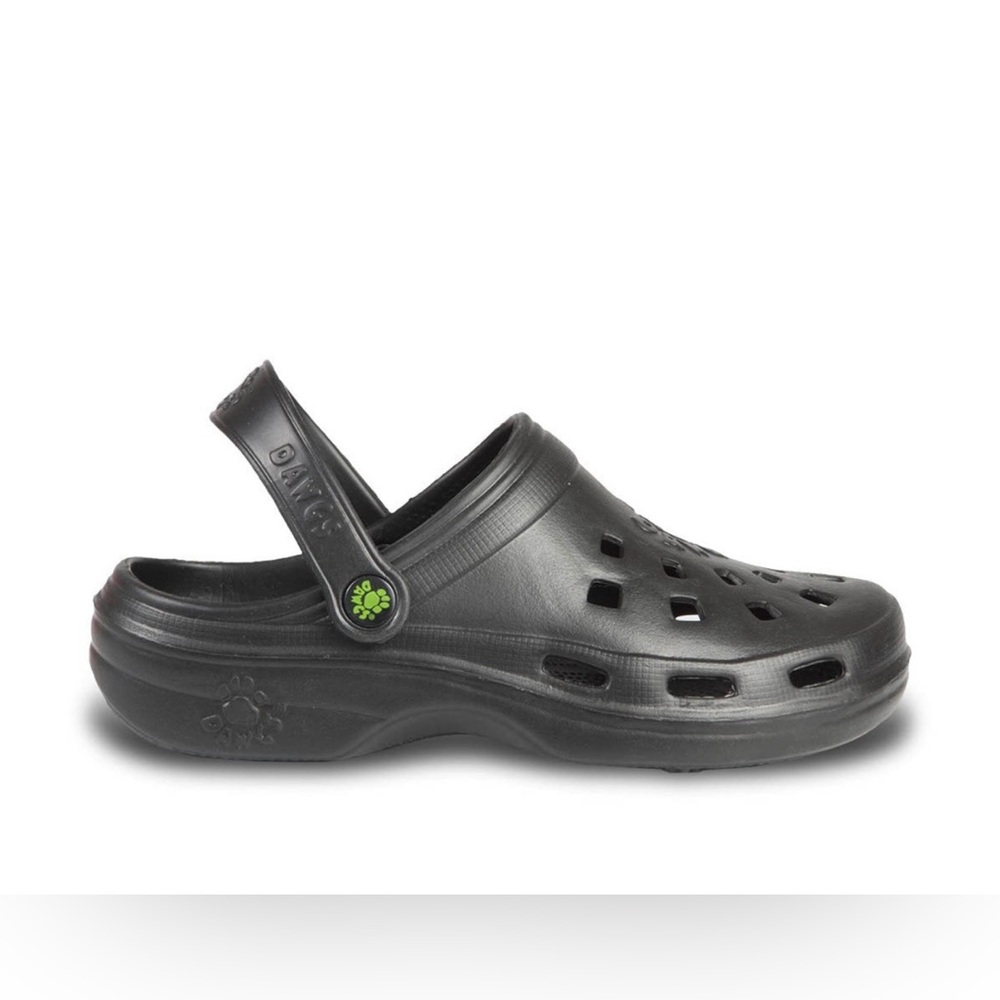 NWT Dawgs Crocs Black Beach Slip On Sandal Clogs Size 6
